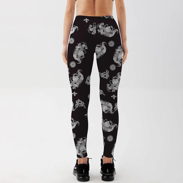 Retro Dragon Printed Leggings