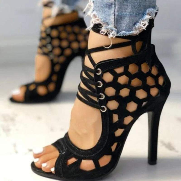 Honeycomb Lace-up Hot Heels