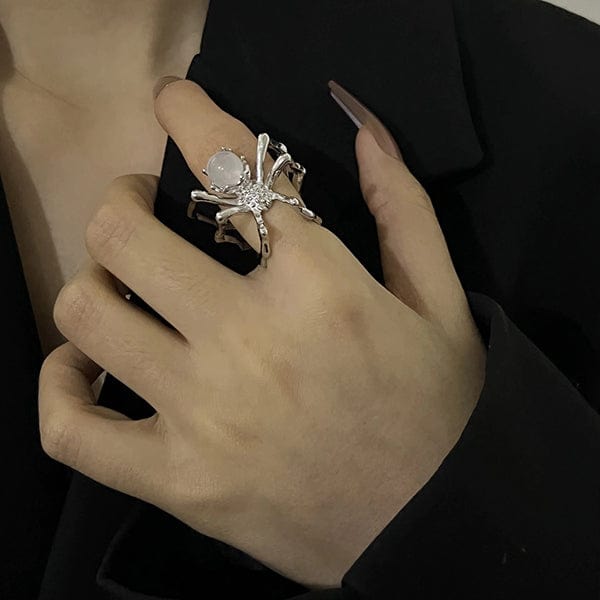 Crystal Ball Spider Ring