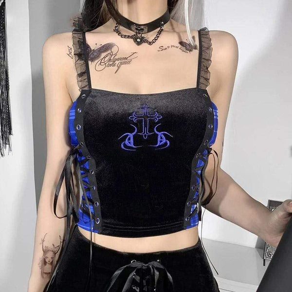 Gothic Crucifix Velvet Top