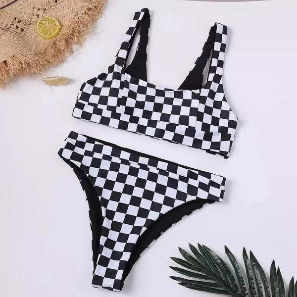 B&W Plaid Swimsuit