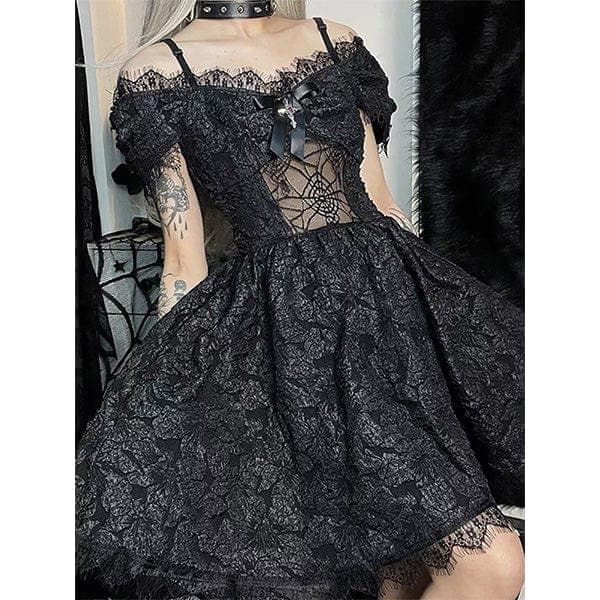 Gothic Spider Web Lace Dress