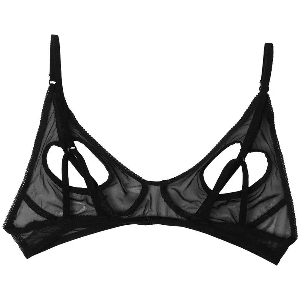 Sheer Open Heart Bra | Goth Bra - Gothic Babe Co