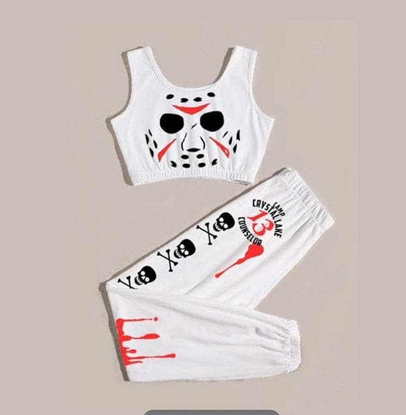 Just Kill Me Crop Top Jogger Set