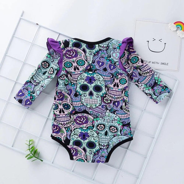 Floral Skull Baby Romper