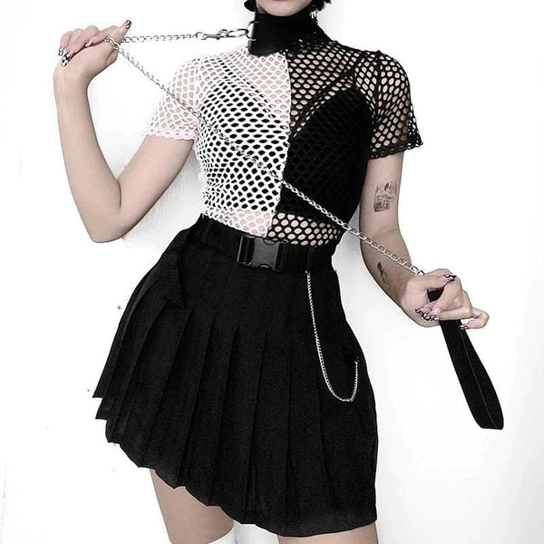 B&W Fishnet Sexy Crop Top