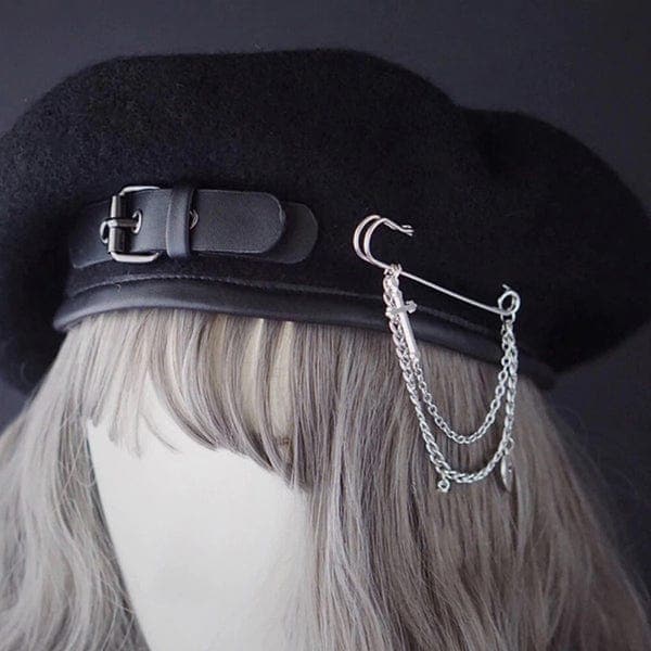 Harlene Leather Buckle Beret Hat