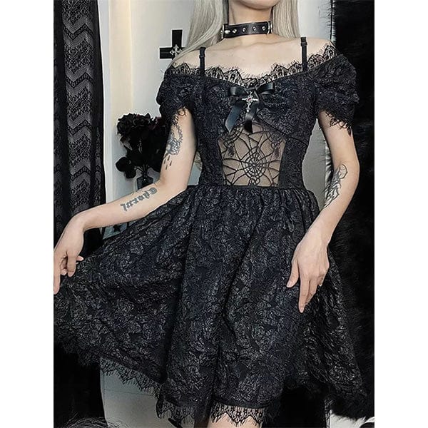 Gothic Spider Web Lace Dress