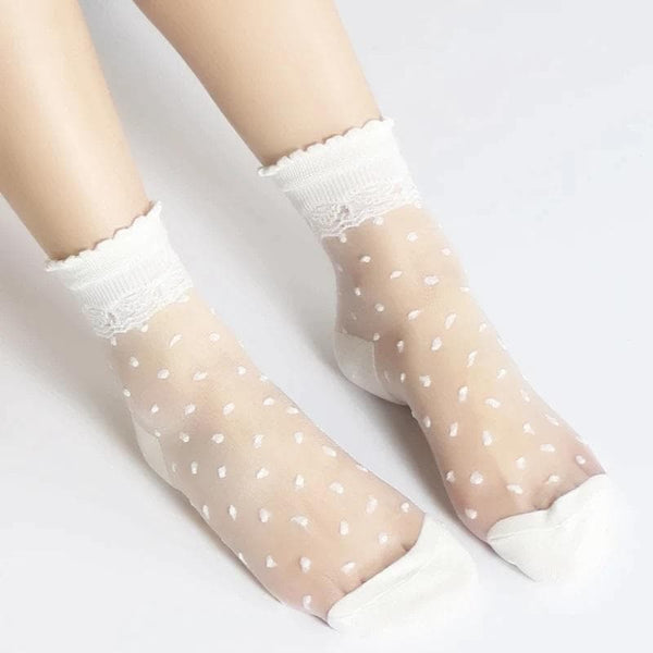 Sweet Nightmare Polka Dot Lace Socks