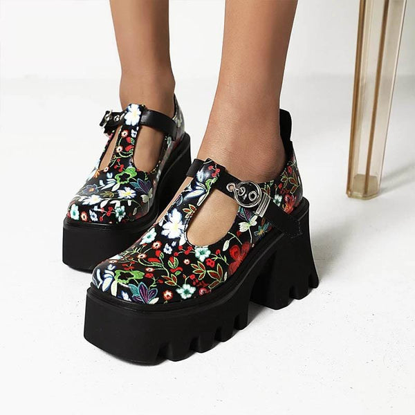 Bloom In Darkness Chunky Platform Shoes