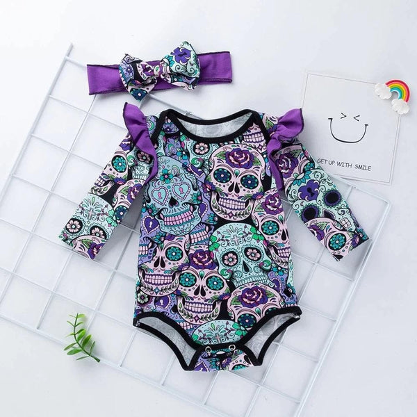 Floral Skull Baby Romper