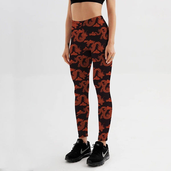 Retro Dragon Printed Leggings