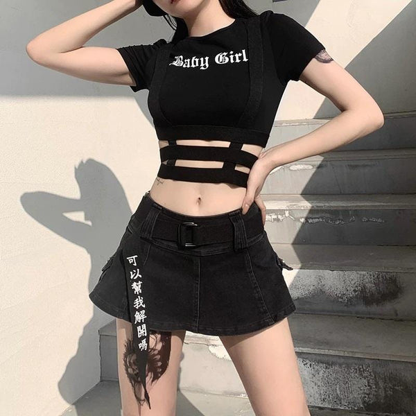 Gothic Black Lace Crop Top - Gothic Babe Co