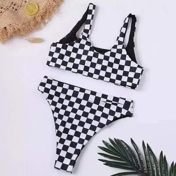 B&W Plaid Swimsuit