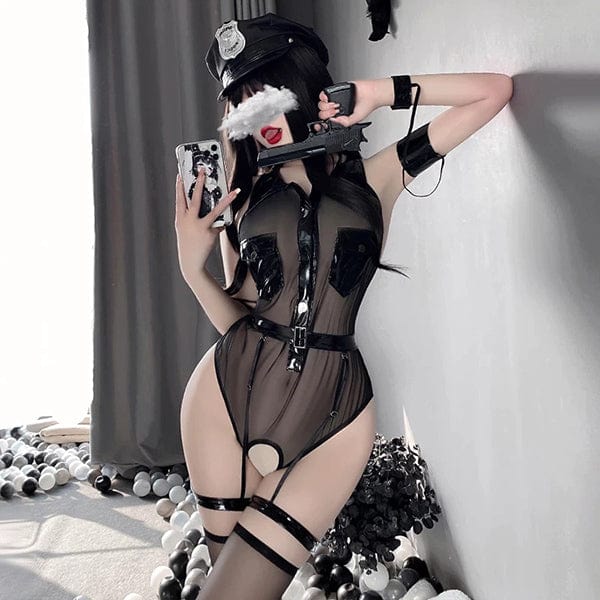 Sheer Black Police Costume Lingerie