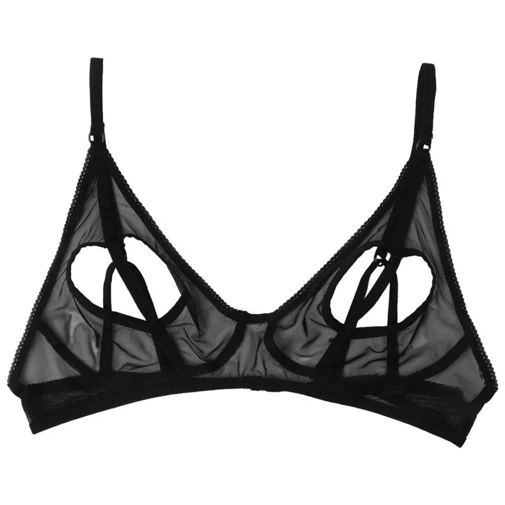 Sheer Open Heart Bra | Goth Bra - Gothic Babe Co