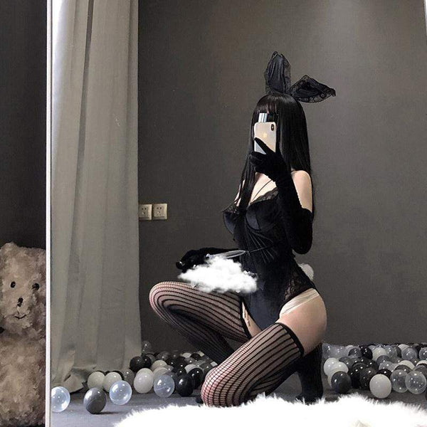 Elegant Stygian Bunny Lingerie