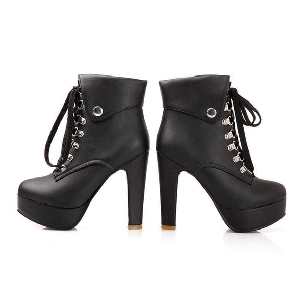 Dominate em Lace-up Heel Boots - Gothic Babe Co