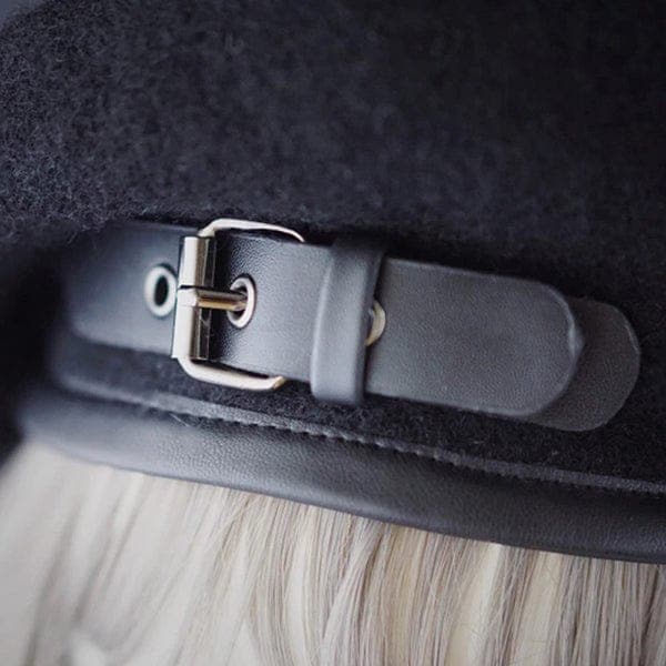 Harlene Leather Buckle Beret Hat