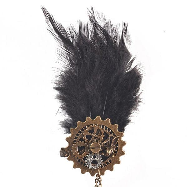 Feathers & Gears Steampunk Hair Clip/Brooch