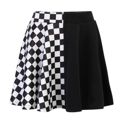 B&W Gothic Checkered Skirt