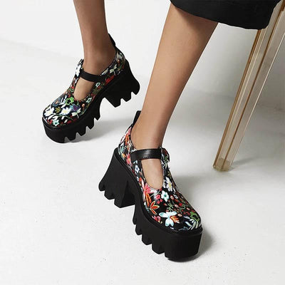 Bloom In Darkness Chunky Platform Shoes