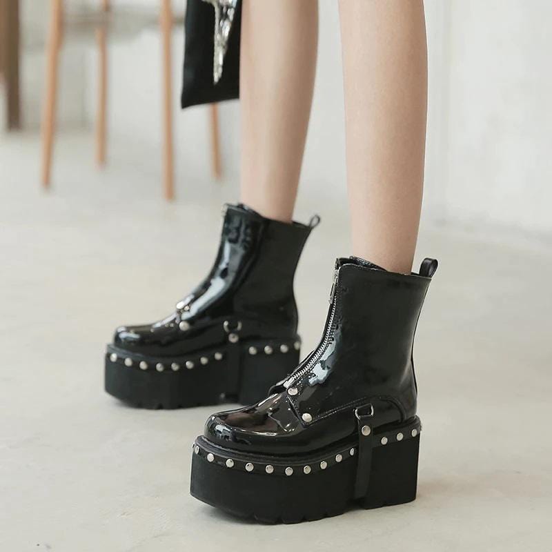 Domination Rivets Platform Boots