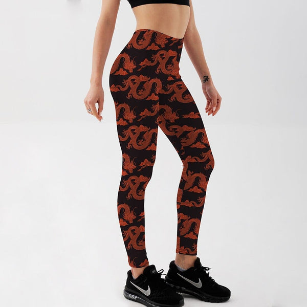 Retro Dragon Printed Leggings