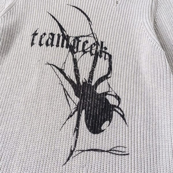 Punk Spider Distressed Knitted Sweater