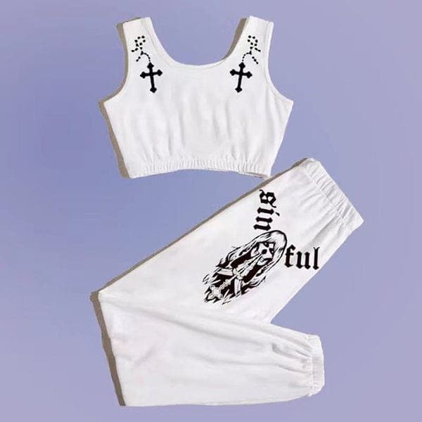 Just Kill Me Crop Top Jogger Set