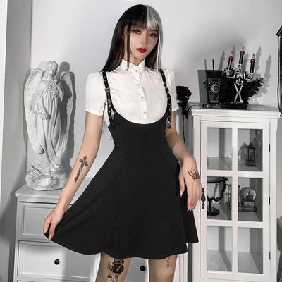Gothic High Waist Suspender Skirt