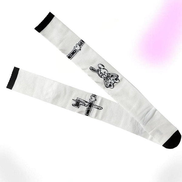 Assassination Rabbit Print White Socks