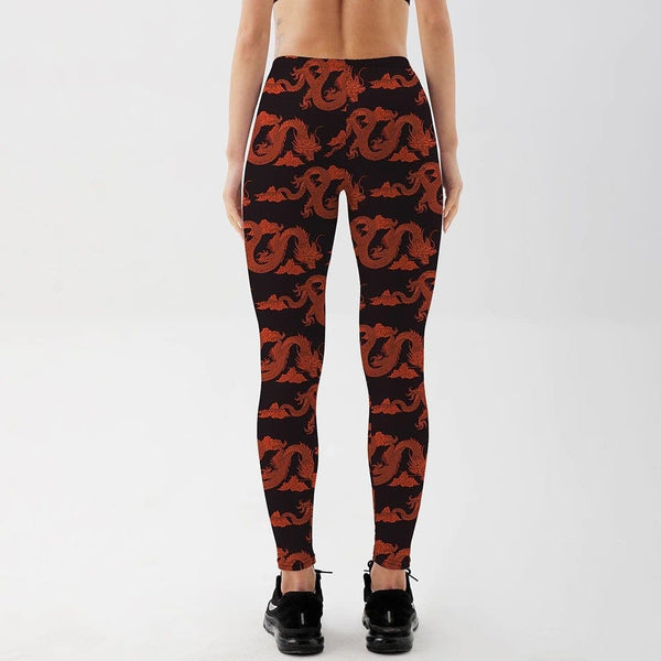 Retro Dragon Printed Leggings