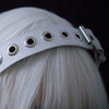 Punk White Leather Headband