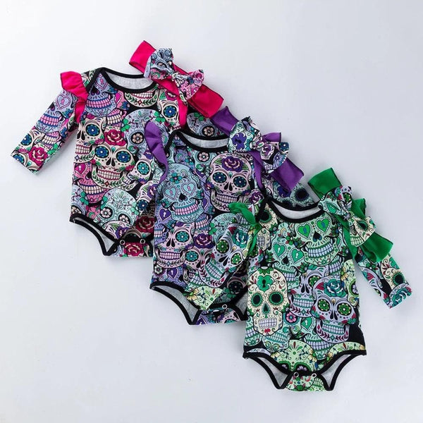 Floral Skull Baby Romper