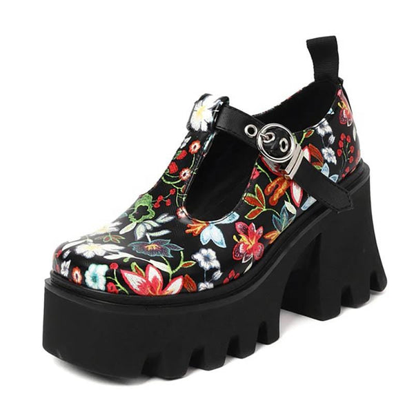 Bloom In Darkness Chunky Platform Shoes