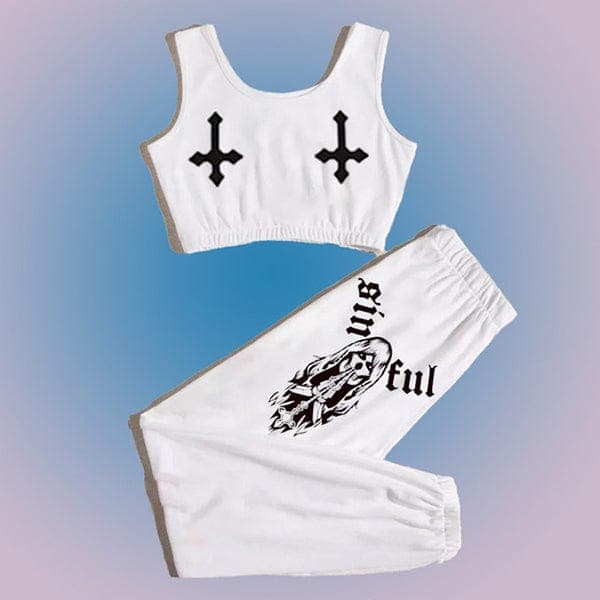 Just Kill Me Crop Top Jogger Set