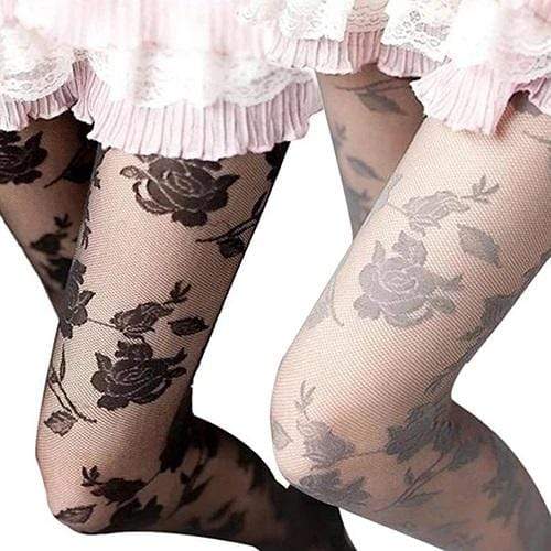 Dark Rose Lace Stockings