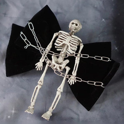 Chained Skeleton Bow Hair Clip