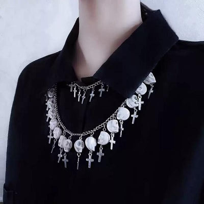 Double Chain Skull Necklace