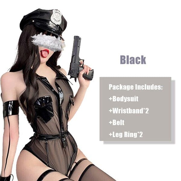 Sheer Black Police Costume Lingerie