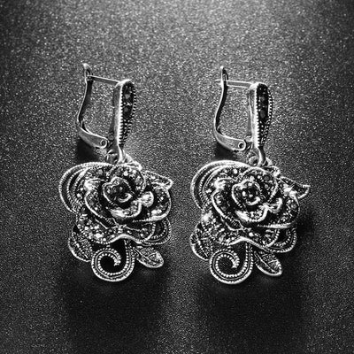 Black Rose Vintage Earrings