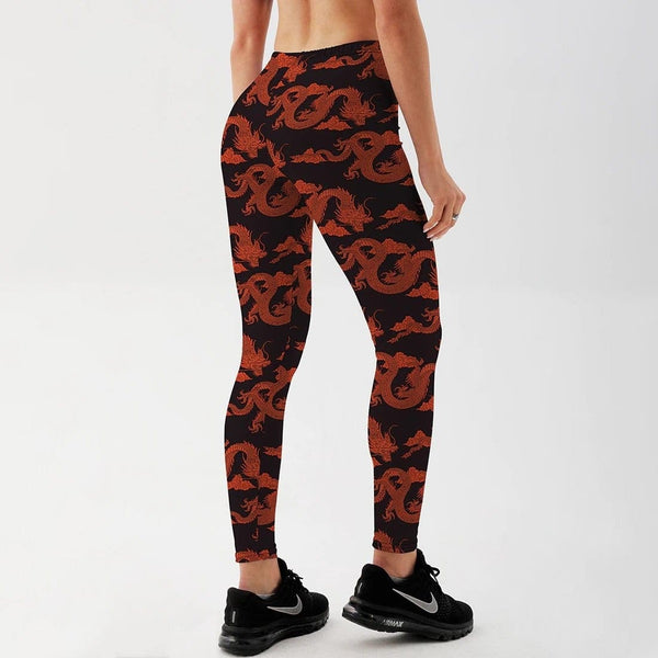 Retro Dragon Printed Leggings