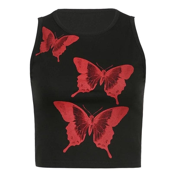 Butterfly Print Sleeveless Tank Top