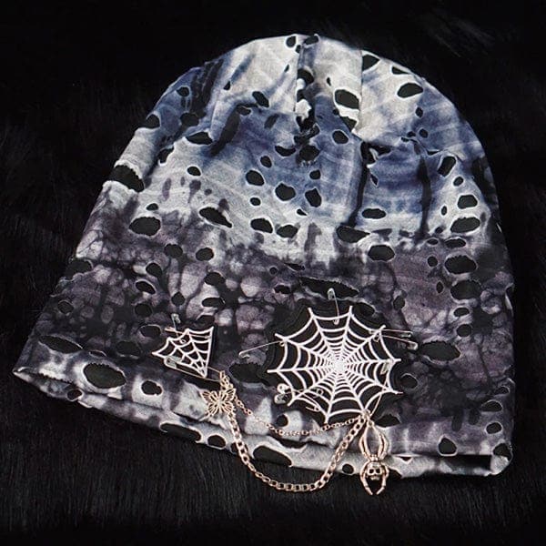 Spider Distressed Slouch Beanie