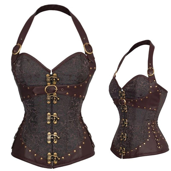 Dark Abyss Brocade Steampunk Corset