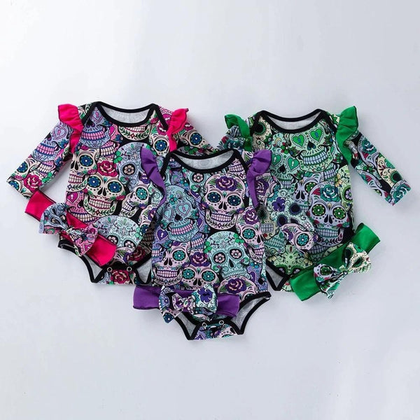 Floral Skull Baby Romper