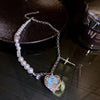 Layered Faux Pearl Heart Pendant Necklace
