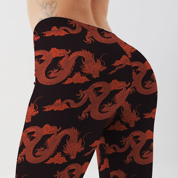 Retro Dragon Printed Leggings