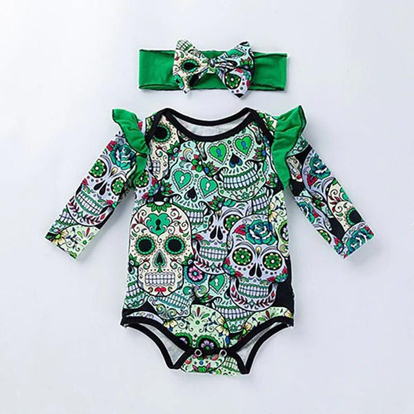 Floral Skull Baby Romper